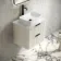 Cadiz Fluted Linen White Wall Hung Drawer Vanity with Marble Top 600mm (Excludes Basin) - Black Accents