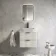 Cadiz Fluted Linen White Wall Hung Drawer Vanity with Marble Top 600mm (Excludes Basin) - Black Accents