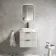 Cadiz Fluted Linen White Wall Hung Drawer Vanity with Marble Top & Marin Basin 600mm - Black Accents