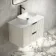 Cadiz Fluted Linen White Wall Hung Drawer Vanity with Marble Top 800mm (Excludes Basin) - Black Accents