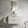 Cadiz Fluted Linen White Wall Hung Drawer Vanity with Marble Top 800mm (Excludes Basin) - Black Accents