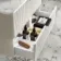 Cadiz Fluted Linen White Wall Hung Drawer Vanity with Marble Top 800mm (Excludes Basin) - Black Accents