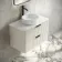 Cadiz Fluted Linen White Wall Hung Drawer Vanity with Marble Top & Nevis Basin 800mm - Black Accents