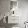 Cadiz Fluted Linen White Wall Hung Drawer Vanity with Marble Top & Reno Basin 800mm - Black Accents
