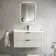 Cadiz Fluted Linen White Wall Hung Basin Drawer Vanity 1000mm - Black Accents