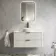 Cadiz Fluted Linen White Wall Hung Drawer Vanity with Marble Top & Nevis Basin 1000mm - Black Accents