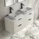 Cadiz Fluted Linen White Double Wall Hung Drawer Vanity with Marble Top 1200mm (Excludes Basin) - Black Accents