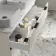 Cadiz Fluted Linen White Double Wall Hung Drawer Vanity with Marble Top 1200mm (Excludes Basin) - Black Accents