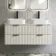 Cadiz Fluted Linen White Double Wall Hung Drawer Vanity with Marble Top & Marin Basin 1200mm - Black Accents