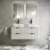 Cadiz Fluted Linen White Double Wall Hung Drawer Vanity with Marble Top & Marin Basin 1200mm - Black Accents