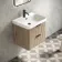 Cadiz Fluted Apex Oak Wall Hung Basin Drawer Vanity 600mm - Black Accents