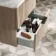 Cadiz Fluted Apex Oak Wall Hung Drawer Vanity with Marble Top & Reno Basin 600mm - Black Accents
