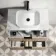 Cadiz Fluted Apex Oak Wall Hung Drawer Vanity with Marble Top & Marin Basin 800mm - Black Accents