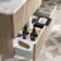 Cadiz Fluted Apex Oak Wall Hung Drawer Vanity with Marble Top & Marin Basin 800mm - Black Accents