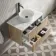 Cadiz Fluted Apex Oak Wall Hung Drawer Vanity with Marble Top & Nevis Basin 800mm - Black Accents