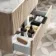 Cadiz Fluted Apex Oak Wall Hung Drawer Vanity with Marble Top & Nevis Basin 800mm - Black Accents