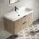 Cadiz Fluted Apex Oak Wall Hung Basin Drawer Vanity 1000mm - Black Accents