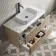 Cadiz Fluted Apex Oak Wall Hung Drawer Vanity with Marble Top 1000mm (Excludes Basin) - Black Accents