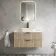 Cadiz Fluted Apex Oak Wall Hung Drawer Vanity with Marble Top & Marin Basin 1000mm - Black Accents