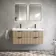 Cadiz Fluted Apex Oak Wall Hung Double Basin Drawer Vanity 1200mm - Black Accents