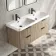 Cadiz Fluted Apex Oak Wall Hung Double Basin Drawer Vanity 1200mm - Black Accents