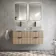 Cadiz Fluted Apex Oak Double Wall Hung Drawer Vanity with Marble Top 1200mm (Excludes Basin) - Black Accents