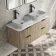 Cadiz Fluted Apex Oak Double Wall Hung Drawer Vanity with Marble Top 1200mm (Excludes Basin) - Black Accents