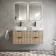 Cadiz Fluted Apex Oak Double Wall Hung Drawer Vanity with Marble Top & Marin Basin 1200mm - Black Accents