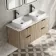 Cadiz Fluted Apex Oak Double Wall Hung Drawer Vanity with Marble Top & Marin Basin 1200mm - Black Accents