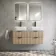 Cadiz Fluted Apex Oak Double Wall Hung Drawer Vanity with Marble Top & Reno Basin 1200mm - Black Accents
