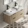 Cadiz Fluted Apex Oak Double Wall Hung Drawer Vanity with Marble Top & Reno Basin 1200mm - Black Accents