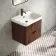 Cadiz Fluted Apex Walnut Wall Hung Basin Drawer Vanity 600mm - Black Accents