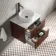 Cadiz Fluted Apex Walnut Wall Hung Drawer Vanity with Marble Top & Nevis Basin 600mm - Black Accents