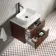 Cadiz Fluted Apex Walnut Wall Hung Drawer Vanity with Marble Top & Reno Basin 600mm - Black Accents