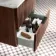 Cadiz Fluted Apex Walnut Wall Hung Drawer Vanity with Marble Top & Reno Basin 600mm - Black Accents