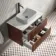 Cadiz Fluted Apex Walnut Wall Hung Drawer Vanity with Marble Top 800mm (Excludes Basin) - Black Accents