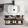 Cadiz Fluted Apex Walnut Wall Hung Drawer Vanity with Marble Top & Marin Basin 800mm - Black Accents