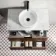 Cadiz Fluted Apex Walnut Wall Hung Drawer Vanity with Marble Top & Nevis Basin 800mm - Black Accents