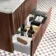 Cadiz Fluted Apex Walnut Wall Hung Drawer Vanity with Marble Top & Nevis Basin 800mm - Black Accents