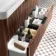Cadiz Fluted Apex Walnut Wall Hung Basin Drawer Vanity 1000mm - Black Accents