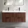 Cadiz Fluted Apex Walnut Wall Hung Double Basin Drawer Vanity 1200mm - Black Accents