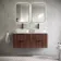 Cadiz Fluted Apex Walnut Double Wall Hung Drawer Vanity with Marble Top & Marin Basin 1200mm - Black Accents
