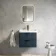 Cadiz Fluted Navy Blue Wall Hung Basin Drawer Vanity 600mm - Black Accents