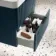 Cadiz Fluted Navy Blue Wall Hung Basin Drawer Vanity 600mm - Black Accents