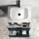 Cadiz Fluted Navy Blue Wall Hung Drawer Vanity with Marble Top & Marin Basin 600mm - Black Accents