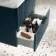 Cadiz Fluted Navy Blue Wall Hung Drawer Vanity with Marble Top & Marin Basin 600mm - Black Accents