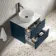 Cadiz Fluted Navy Blue Wall Hung Drawer Vanity with Marble Top & Nevis Basin 600mm - Black Accents
