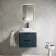 Cadiz Fluted Navy Blue Wall Hung Drawer Vanity with Marble Top & Reno Basin 600mm - Black Accents