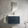 Cadiz Fluted Navy Blue Wall Hung Basin Drawer Vanity 800mm - Black Accents