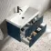 Cadiz Fluted Navy Blue Wall Hung Basin Drawer Vanity 800mm - Black Accents